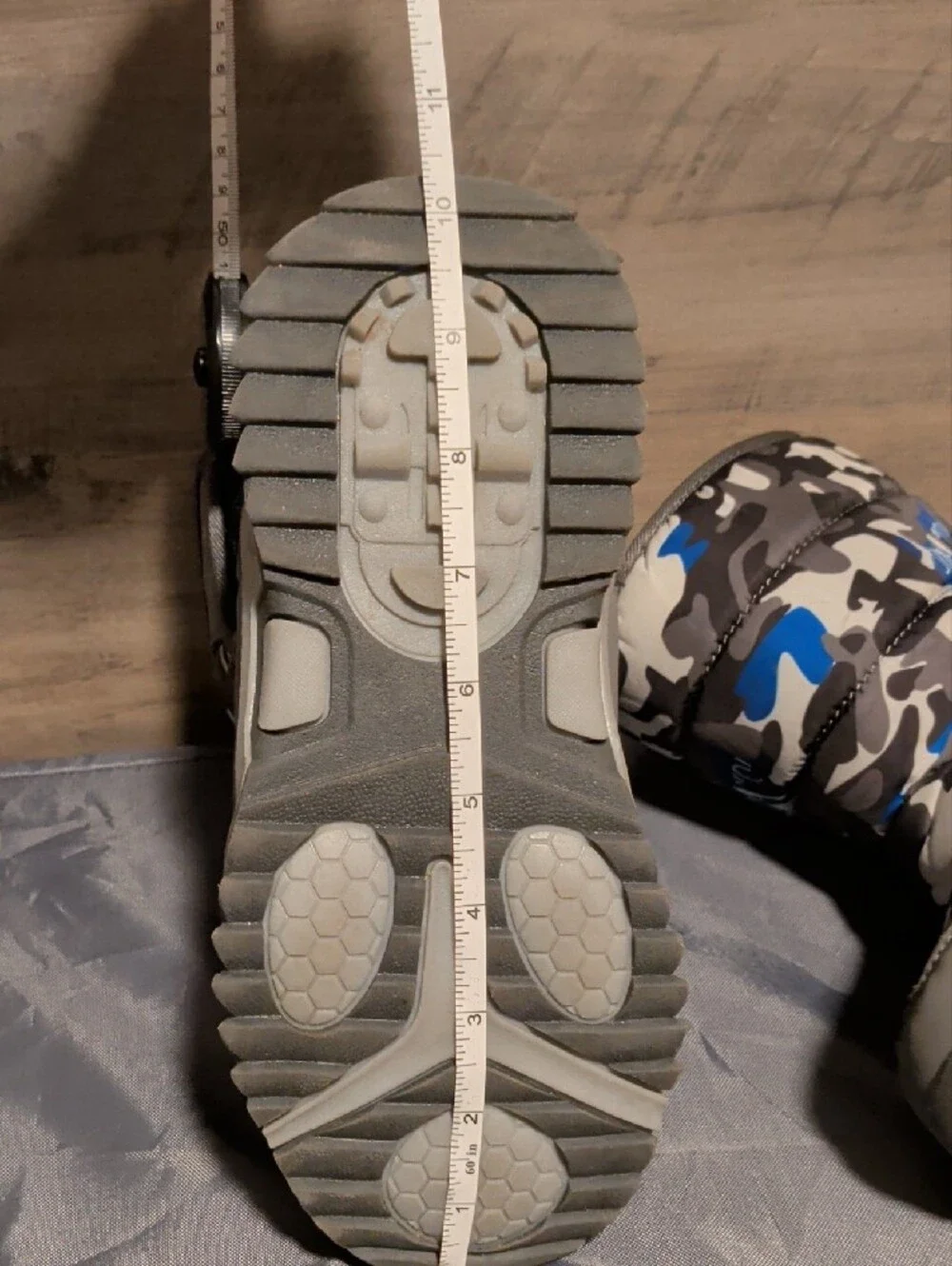 Sport Kids Grey, Black & Blue Camo Winter Boots